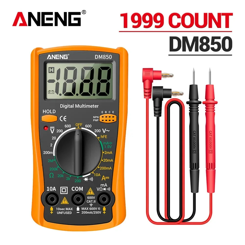 ANENG DM850 Digital Tester Ohm Automatic Counts Auto Current Ammeter Detector Tool Multimeter AC/DC Professional 1999 Votage