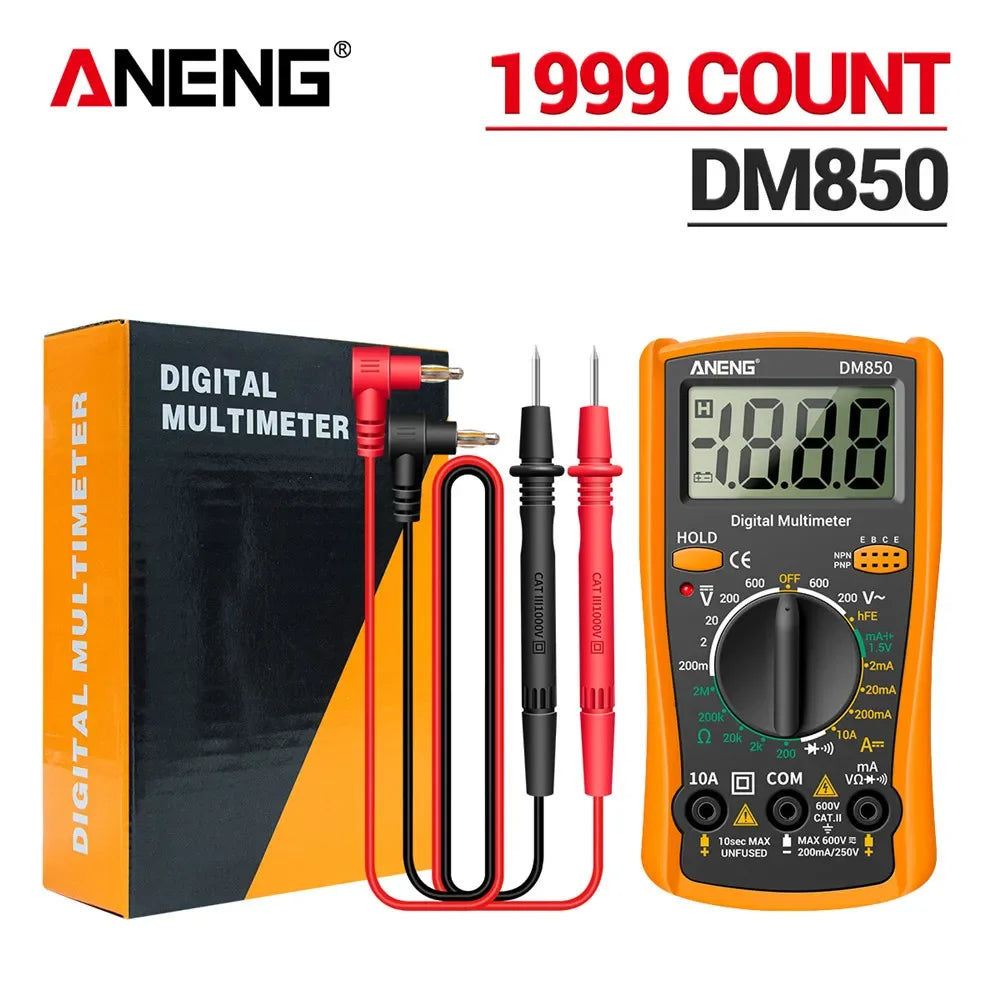 ANENG DM850 Digital Tester Ohm Automatic Counts Auto Current Ammeter Detector Tool Multimeter AC/DC Professional 1999 Votage