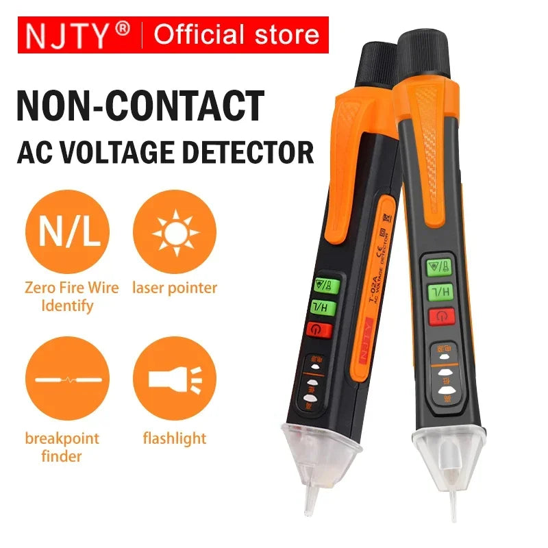 Non-contact AC voltage detector pen tester with laser pointer and flashlight