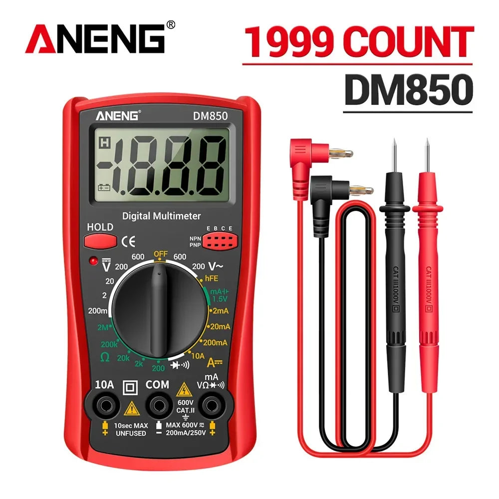 ANENG DM850 Digital Tester Ohm Automatic Counts Auto Current Ammeter Detector Tool Multimeter AC/DC Professional 1999 Votage